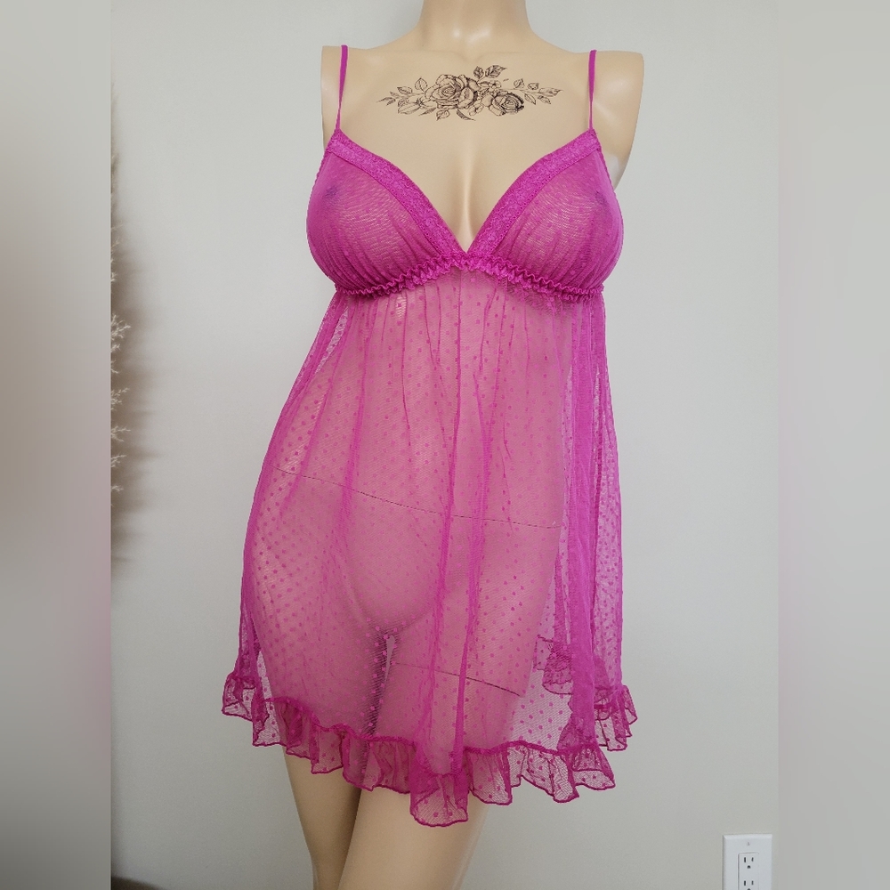 La Senza chemise hot pink sheer barbie